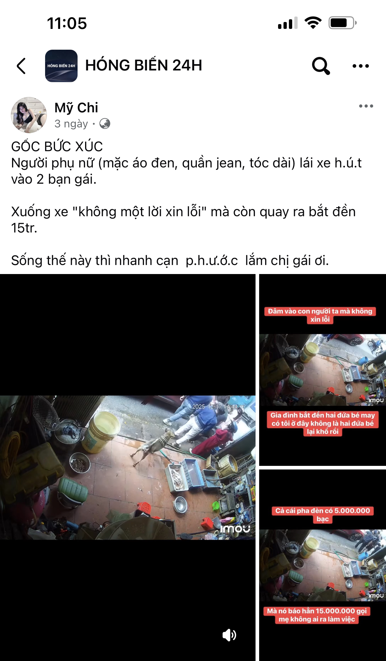 Ảnh thu nhỏ của Bà cô chạy 4 bánh húc vào đít xe máy của 2 cô gái,bắt đền 2 cô gái 15 củ